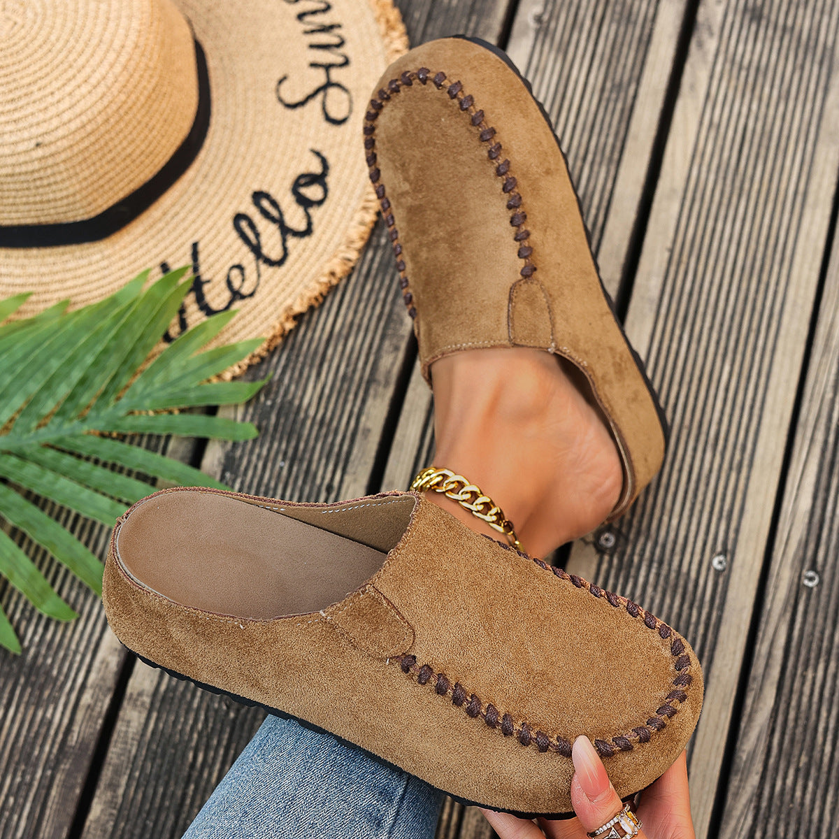 Kiva | Vintage leren orthopedische damesslippers