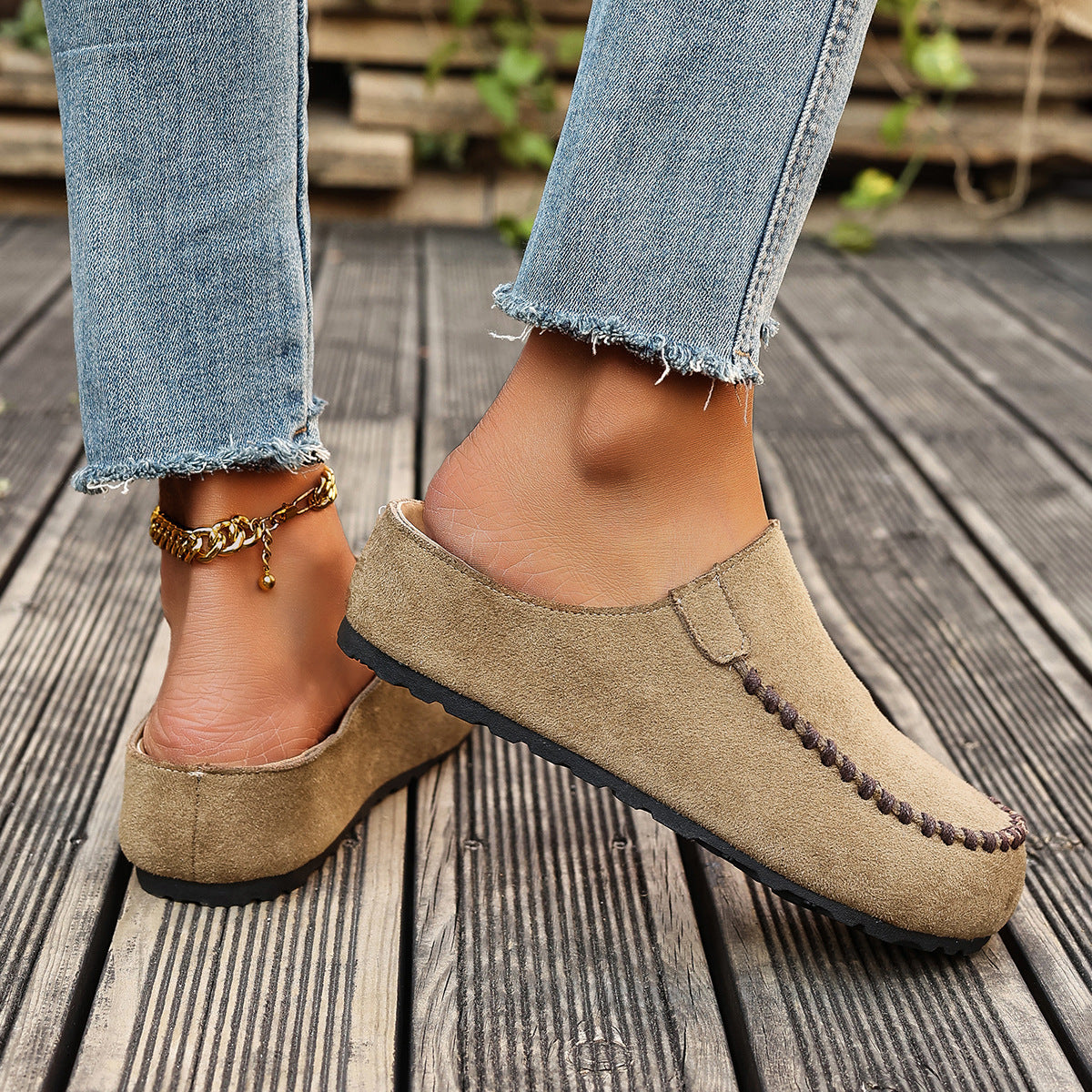 Kiva | Vintage leren orthopedische damesslippers