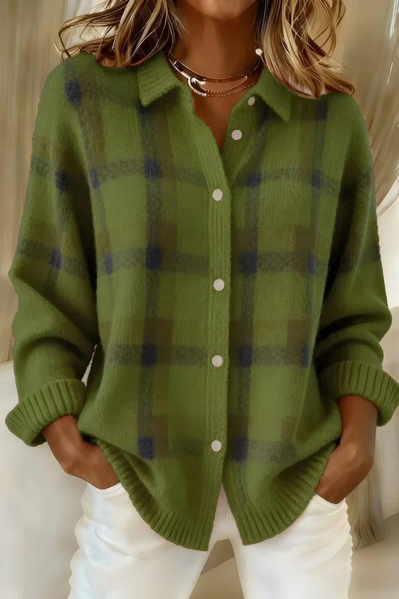 Naris | Soft Check Knit Cardigan
