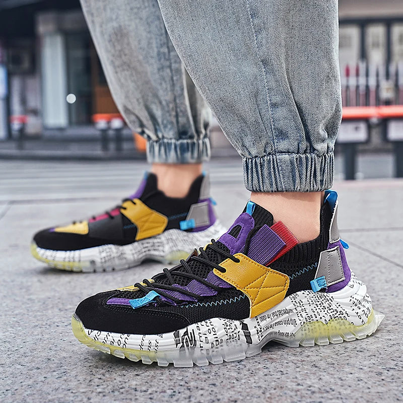 Macky | Colorblock Urban Sneakers voor heren met dikke zool