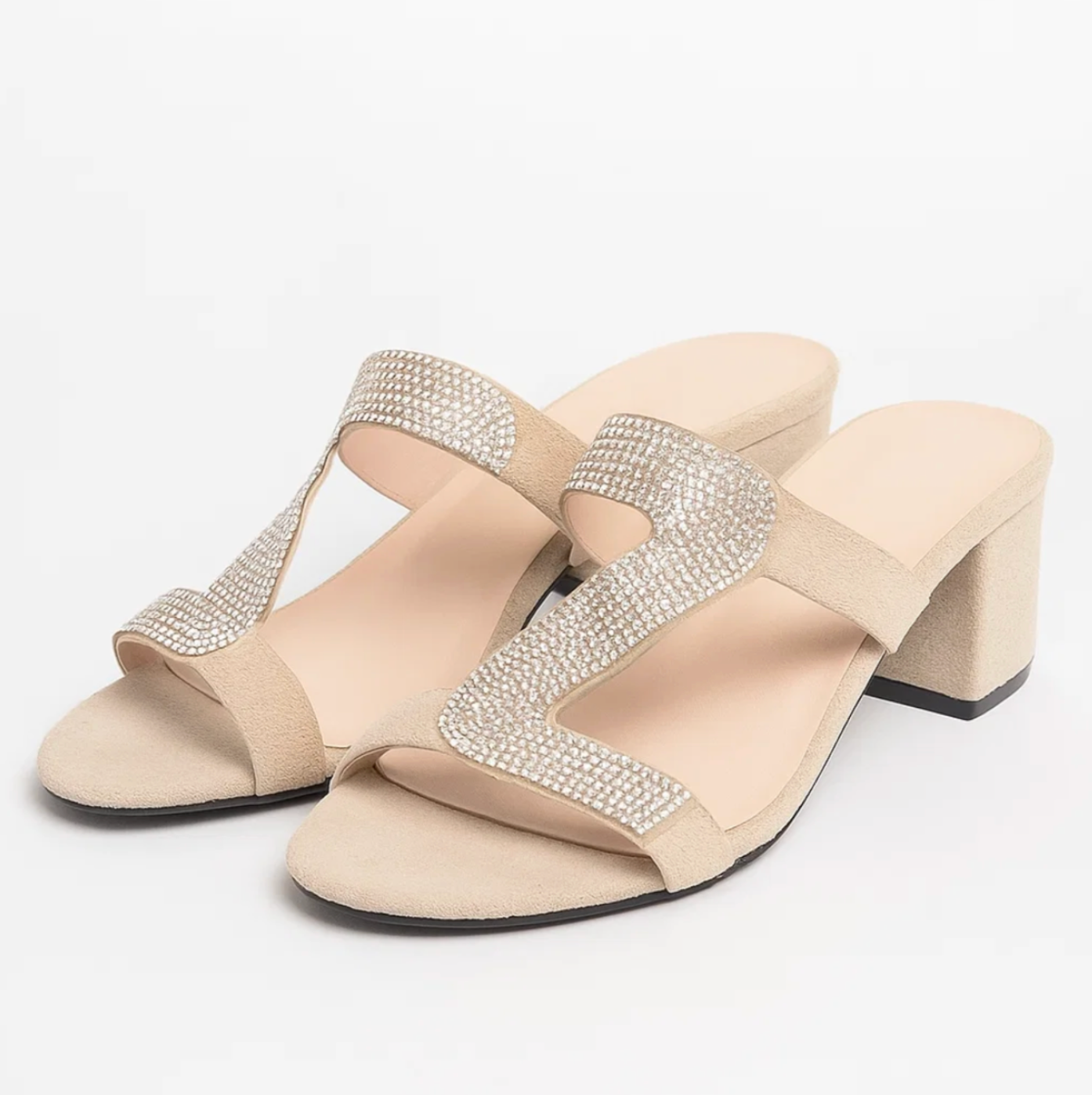 Glitter blok hak sandalen