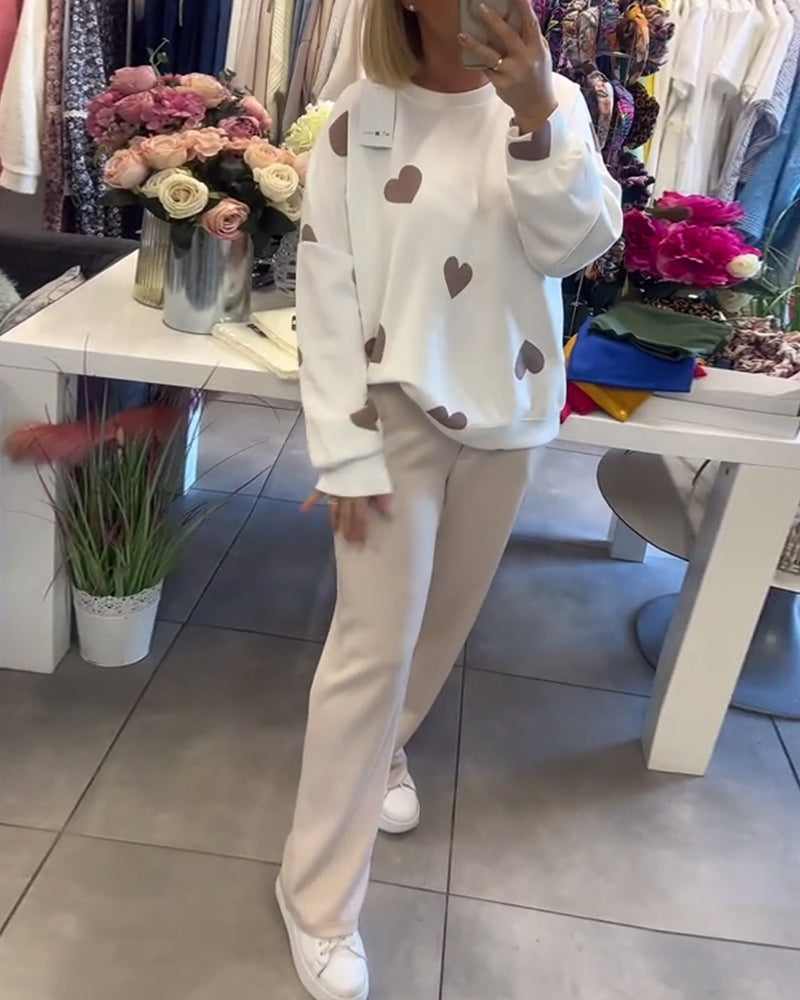 Heather | Trui in katoenmix met hartjes