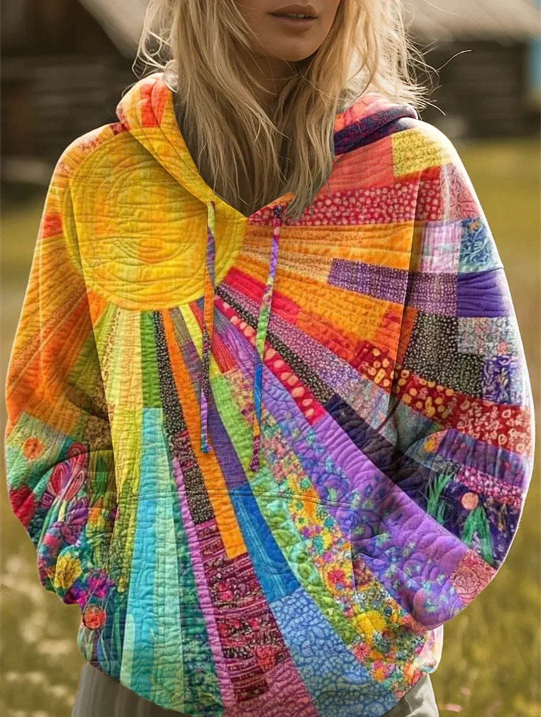 Laura | Bohemian veelkleurige patchwork-hoodie